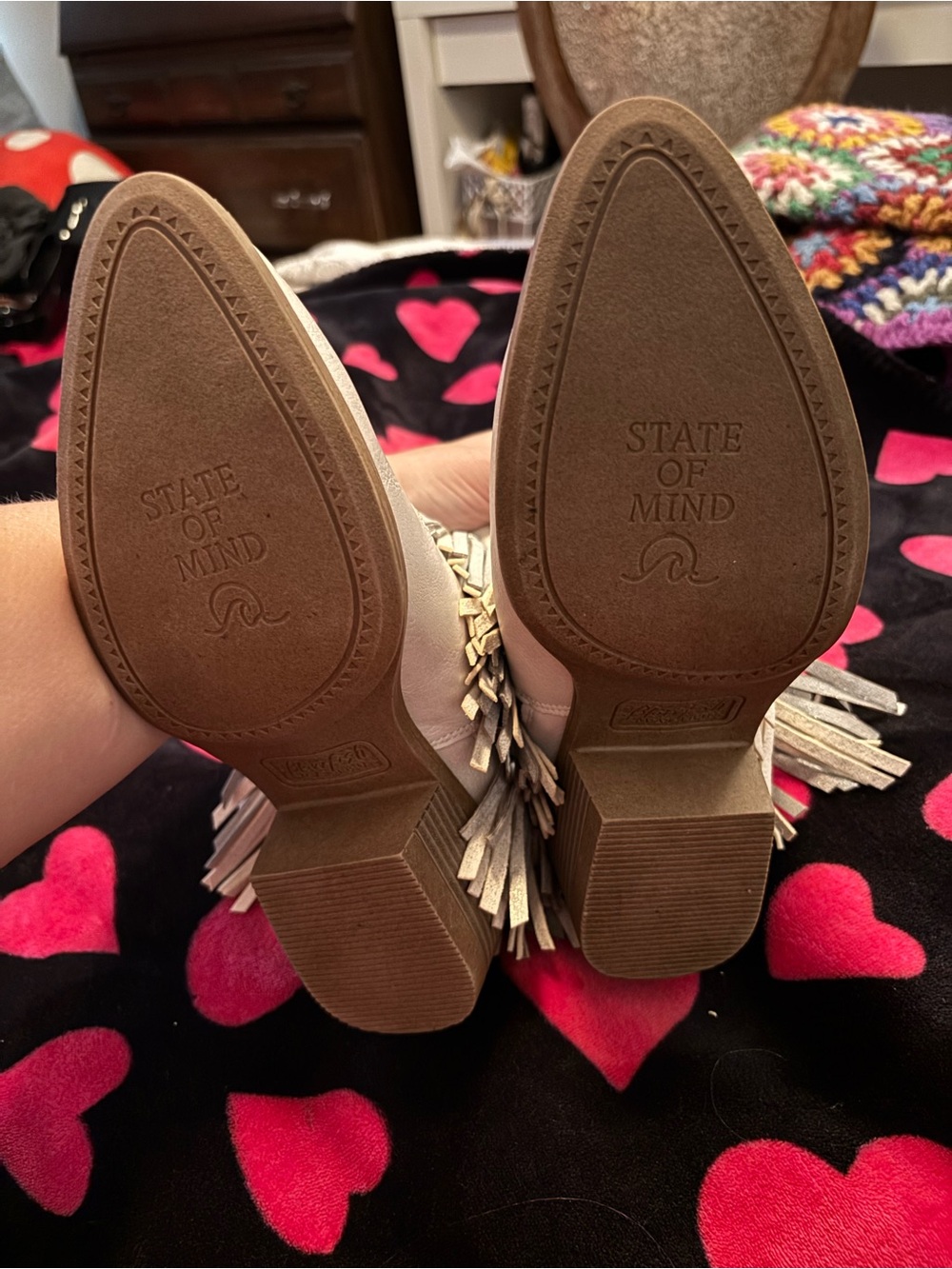 Blowfish Malibu Fringe Ankle Boots in Light Gray Size 7.5 A00515 - Picture 7 of 7
